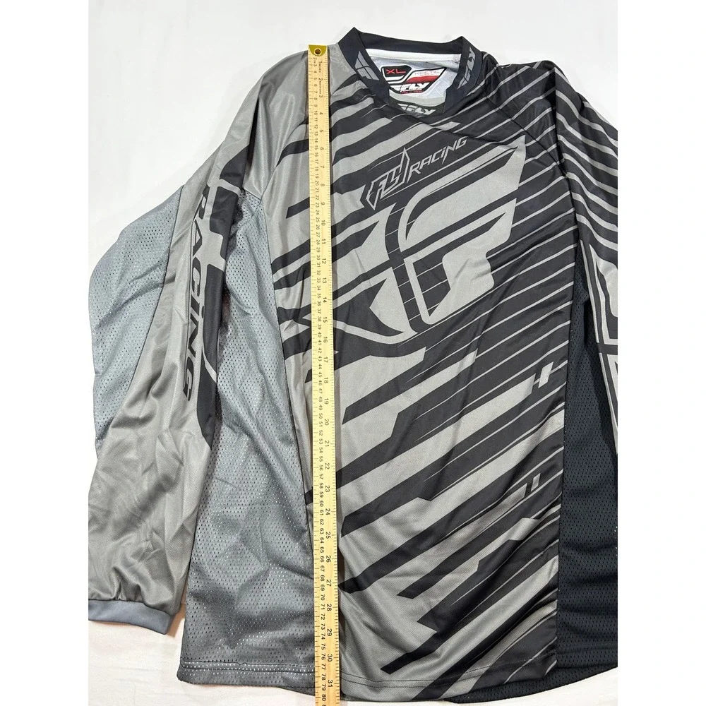Fly Racing Kinetic Shock Motocross Jersey XL Grey Black Long Sleeve MX BMX MTB